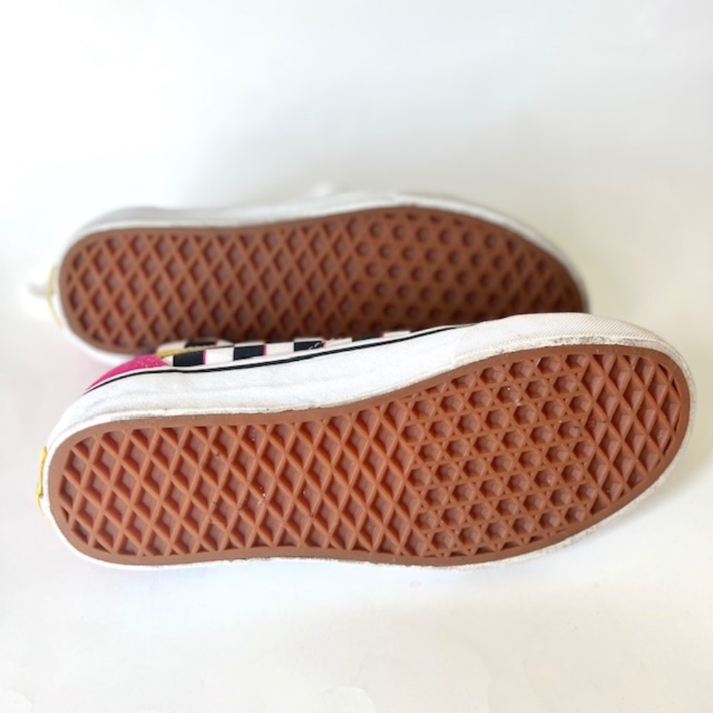 Vans. Blue, Yellow & Magenta Black & White Checker Old School Sneakers - Picture 7 of 7